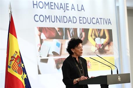 19/06/2021. Pedro Sánchez preside el acto de homenaje a la comunidad educativa. La ministra de Educación y Formación Profesional, Isabel Cel...
